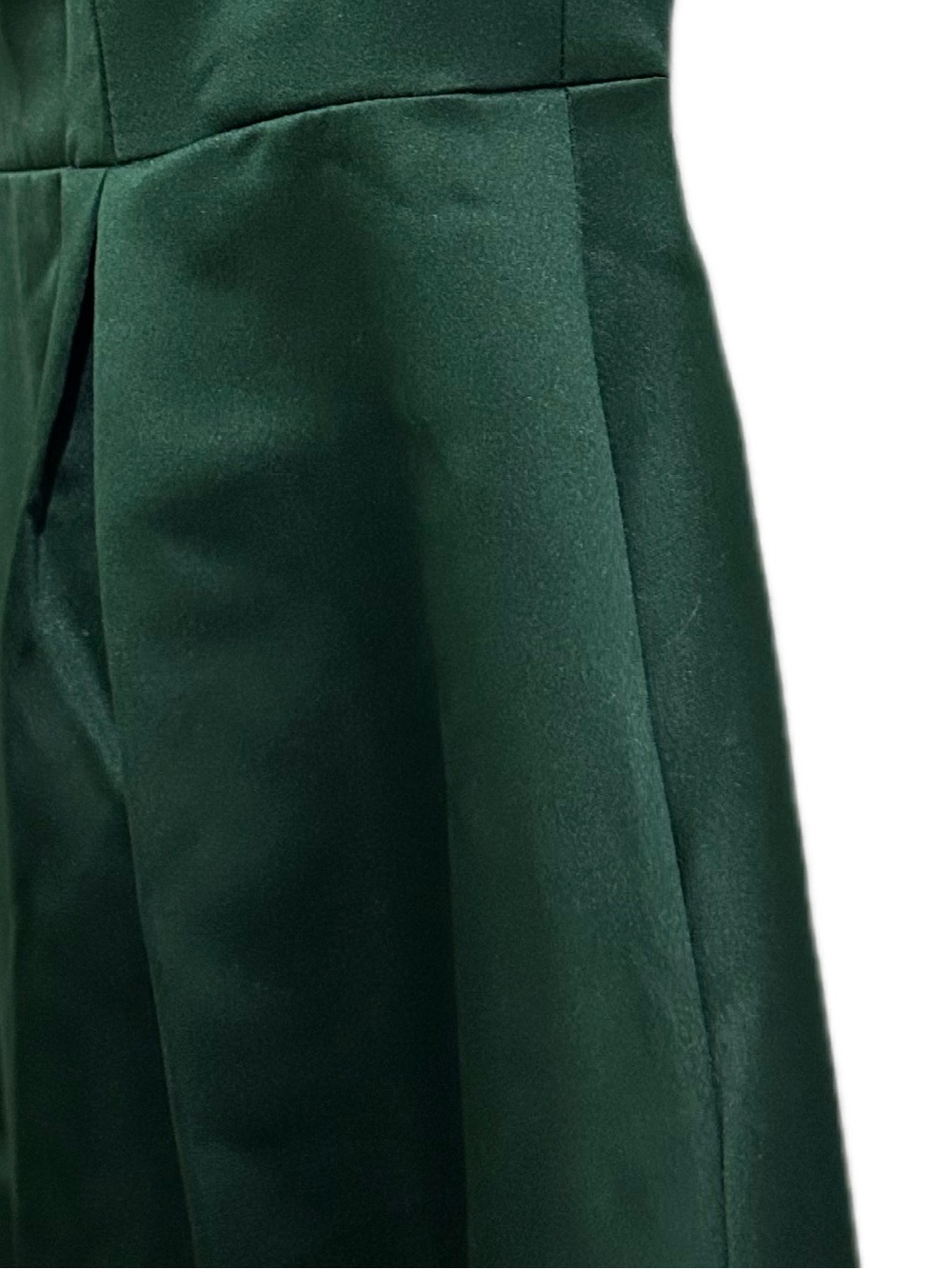 Emerald Green V-Neck Satin Evening Gown - Picture 10 of 17